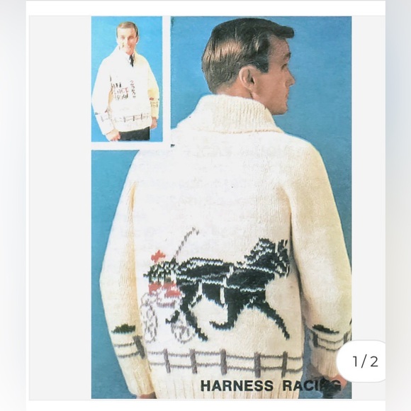 RARE Vintage HandKnit Mary Maxim Pattern Project Hail Mary Curling Sweater - Picture 4 of 10